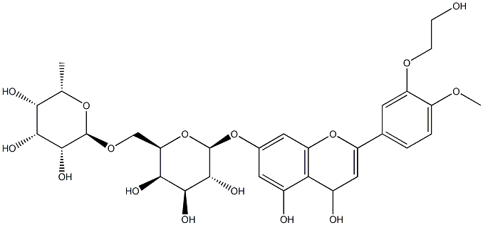 (2S,3R,4S,5R,6R)-2-[[4,5-dihydroxy-2-[3-(2-hydroxyethoxy)-4-methoxy-phenyl]-4H-chromen-7-yl]oxy]-6-[[(2R,3R,4R,5S,6S)-3,4,5-trihydroxy-6-methyl-oxan-2-yl]oxymethyl]oxane-3,4,5-triol Structure