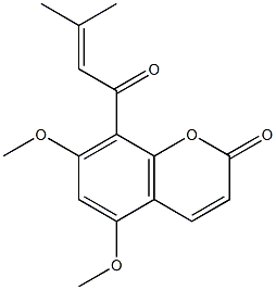 5,7-dimethoxy-8-(3-methylbut-2-enoyl)chromen-2-one Structure