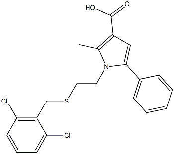 1-(2-(2,6-DICHLOROBENZYLTHIO)ETHYL)-2-METHYL-5-PHENYLPYRROLE-3-CARBOXYLIC ACID Structure