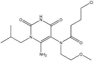 N-(6-Amino-1-isobutyl-2,4-dioxo-1,2,3,4-tetrahydro-pyrimidin-5-yl)-4-chloro-N-(2-methoxy-ethyl)-butyramide 구조식 이미지