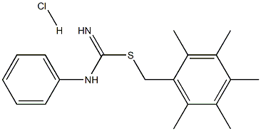 2,3,4,5,6-pentamethylbenzyl anilinomethanimidothioate hydrochloride Structure