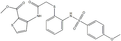 methyl 3-({2-[(2-{[(4-methoxyphenyl)sulfonyl]amino}phenyl)sulfanyl]acetyl}amino)-2-thiophenecarboxylate 구조식 이미지