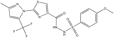 4-methoxy-N'-({2-[3-methyl-5-(trifluoromethyl)-1H-pyrazol-1-yl]-1,3-thiazol-4-yl}carbonyl)benzenesulfonohydrazide 구조식 이미지