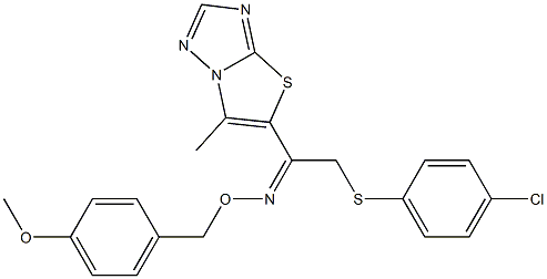 2-[(4-chlorophenyl)sulfanyl]-1-(6-methyl[1,3]thiazolo[3,2-b][1,2,4]triazol-5-yl)-1-ethanone O-(4-methoxybenzyl)oxime 구조식 이미지