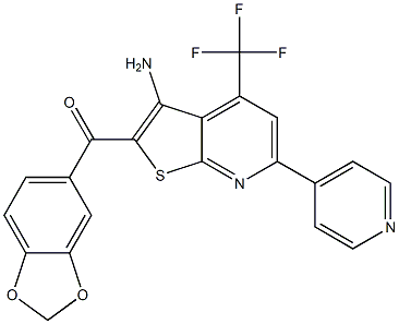 [3-amino-6-(4-pyridinyl)-4-(trifluoromethyl)thieno[2,3-b]pyridin-2-yl](1,3-benzodioxol-5-yl)methanone 구조식 이미지