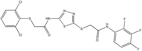 N1-(5-{[2-oxo-2-(2,3,4-trifluoroanilino)ethyl]thio}-1,3,4-thiadiazol-2-yl)-2-[(2,6-dichlorophenyl)thio]acetamide Structure