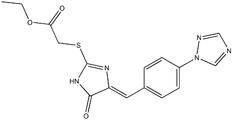 ethyl 2-[(5-oxo-4-{(E)-[4-(1H-1,2,4-triazol-1-yl)phenyl]methylidene}-4,5-dihydro-1H-imidazol-2-yl)sulfanyl]acetate 구조식 이미지