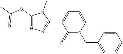 S-[5-(1-benzyl-2-oxo-1,2-dihydro-3-pyridinyl)-4-methyl-4H-1,2,4-triazol-3-yl] ethanethioate Structure