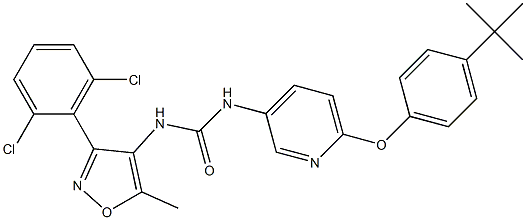 N-{6-[4-(tert-butyl)phenoxy]-3-pyridyl}-N'-[3-(2,6-dichlorophenyl)-5-methylisoxazol-4-yl]urea Structure