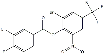 2-bromo-6-nitro-4-(trifluoromethyl)phenyl 3-chloro-4-fluorobenzoate Structure