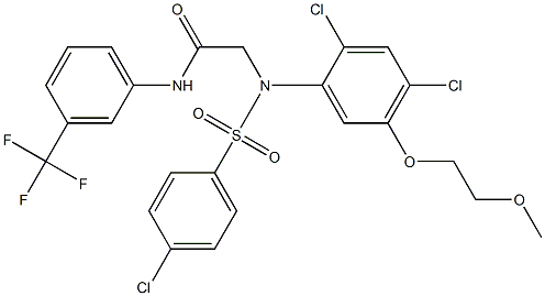 2-(N-(4-chlorophenylsulfonyl)-2,4-dichloro-5-(2-methoxyethoxy)phenylamino)-N-(3-trifluoromethylphenyl)acetamide Structure