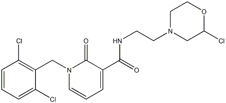 4-[2-({[1-(2,6-dichlorobenzyl)-2-oxo-1,2-dihydro-3-pyridinyl]carbonyl}amino)ethyl]-1,4-oxazinan-4-ium chloride Structure