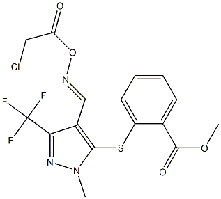 methyl 2-{[4-({[(2-chloroacetyl)oxy]imino}methyl)-1-methyl-3-(trifluoromethyl)-1H-pyrazol-5-yl]sulfanyl}benzenecarboxylate Structure