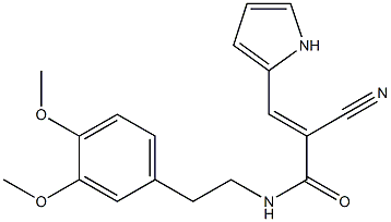 N1-(3,4-dimethoxyphenethyl)-2-cyano-3-(1H-pyrrol-2-yl)acrylamide 구조식 이미지