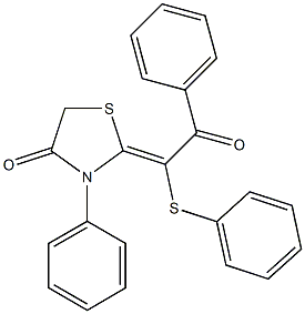 2-[2-oxo-2-phenyl-1-(phenylthio)ethylidene]-3-phenyl-1,3-thiazolan-4-one 구조식 이미지