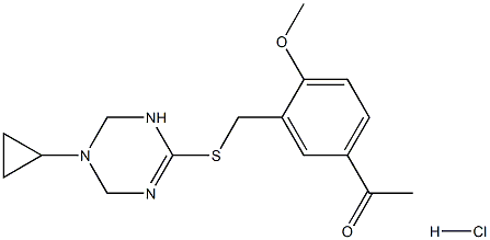 1-(3-{[(5-cyclopropyl-1,4,5,6-tetrahydro-1,3,5-triazin-2-yl)thio]methyl}-4-methoxyphenyl)ethan-1-one hydrochloride Structure