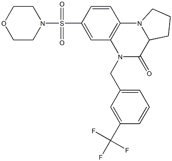 7-(morpholinosulfonyl)-5-[3-(trifluoromethyl)benzyl]-1,2,3,3a-tetrahydropyrrolo[1,2-a]quinoxalin-4(5H)-one 구조식 이미지