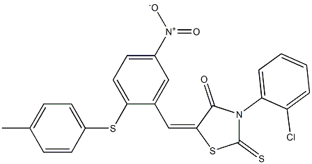 3-(2-chlorophenyl)-5-({2-[(4-methylphenyl)sulfanyl]-5-nitrophenyl}methylene)-2-thioxo-1,3-thiazolan-4-one 구조식 이미지