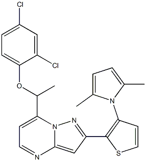 7-[1-(2,4-dichlorophenoxy)ethyl]-2-[3-(2,5-dimethyl-1H-pyrrol-1-yl)-2-thienyl]pyrazolo[1,5-a]pyrimidine Structure