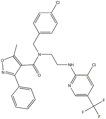 N-(4-chlorobenzyl)-N-(2-{[3-chloro-5-(trifluoromethyl)-2-pyridinyl]amino}ethyl)-5-methyl-3-phenyl-4-isoxazolecarboxamide Structure