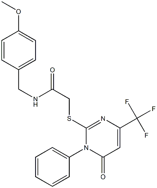 N-(4-methoxybenzyl)-2-{[6-oxo-1-phenyl-4-(trifluoromethyl)-1,6-dihydro-2-pyrimidinyl]sulfanyl}acetamide 구조식 이미지