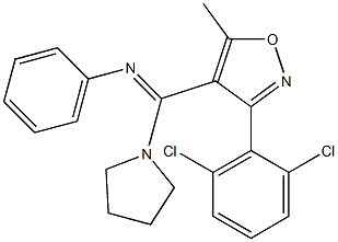 N1-[[3-(2,6-dichlorophenyl)-5-methylisoxazol-4-yl](tetrahydro-1H-pyrrol-1-yl)methylidene]aniline 구조식 이미지