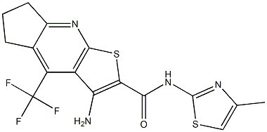 3-amino-N-(4-methyl-1,3-thiazol-2-yl)-4-(trifluoromethyl)-6,7-dihydro-5H-cyclopenta[b]thieno[3,2-e]pyridine-2-carboxamide 구조식 이미지