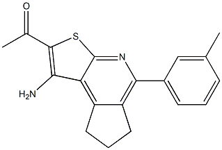 1-[1-amino-5-(3-methylphenyl)-7,8-dihydro-6H-cyclopenta[d]thieno[2,3-b]pyridin-2-yl]-1-ethanone Structure