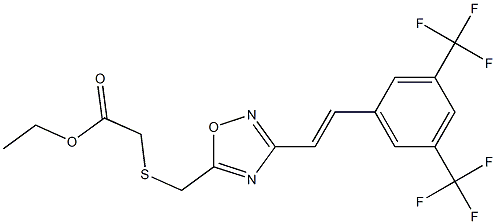 ethyl 2-[({3-[3,5-di(trifluoromethyl)styryl]-1,2,4-oxadiazol-5-yl}methyl)th io]acetate Structure