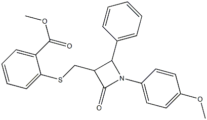 methyl 2-({[1-(4-methoxyphenyl)-2-oxo-4-phenyl-3-azetanyl]methyl}sulfanyl)benzenecarboxylate 구조식 이미지