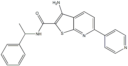 3-amino-N-(1-phenylethyl)-6-(4-pyridinyl)thieno[2,3-b]pyridine-2-carboxamide 구조식 이미지