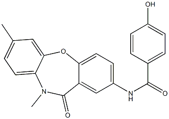 N-(7,10-dimethyl-11-oxo-10,11-dihydrodibenzo[b,f][1,4]oxazepin-2-yl)-4-hydroxybenzenecarboxamide 구조식 이미지