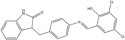 3-{4-[(3,5-dichloro-2-hydroxybenzylidene)amino]benzyl}indolin-2-one 구조식 이미지