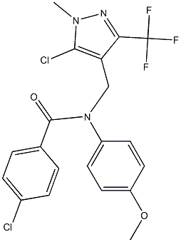 4-chloro-N-{[5-chloro-1-methyl-3-(trifluoromethyl)-1H-pyrazol-4-yl]methyl}-N-(4-methoxyphenyl)benzenecarboxamide 구조식 이미지