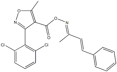 3-(2,6-dichlorophenyl)-5-methyl-4-({[(1-methyl-3-phenylprop-2-enylidene)amino]oxy}carbonyl)isoxazole 구조식 이미지