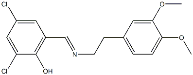 2,4-dichloro-6-{[(3,4-dimethoxyphenethyl)imino]methyl}phenol Structure