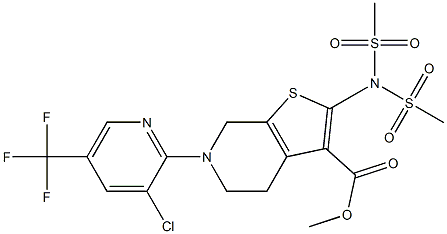 methyl 2-[bis(methylsulfonyl)amino]-6-[3-chloro-5-(trifluoromethyl)-2-pyridinyl]-4,5,6,7-tetrahydrothieno[2,3-c]pyridine-3-carboxylate 구조식 이미지