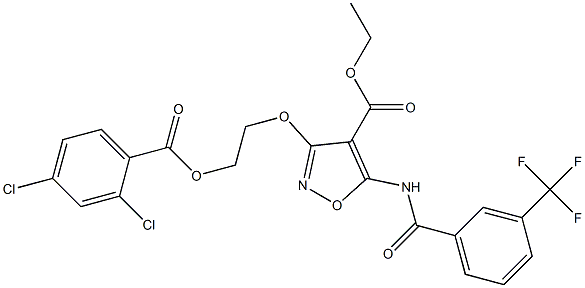 ethyl 3-{2-[(2,4-dichlorobenzoyl)oxy]ethoxy}-5-{[3-(trifluoromethyl)benzoyl]amino}-4-isoxazolecarboxylate 구조식 이미지