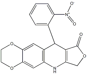 10-(2-nitrophenyl)-2,3,7,10-tetrahydro[1,4]dioxino[2,3-g]furo[3,4-b]quinolin-9(6H)-one 구조식 이미지