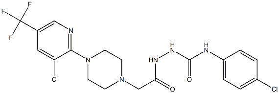 N-(4-chlorophenyl)-2-(2-{4-[3-chloro-5-(trifluoromethyl)-2-pyridinyl]piperazino}acetyl)-1-hydrazinecarboxamide 구조식 이미지