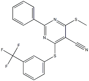 4-(methylthio)-2-phenyl-6-{[3-(trifluoromethyl)phenyl]thio}pyrimidine-5-carbonitrile Structure