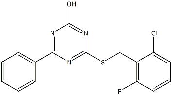 4-[(2-chloro-6-fluorobenzyl)thio]-6-phenyl-1,3,5-triazin-2-ol Structure