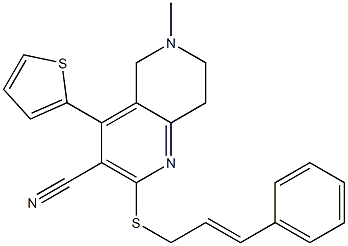 6-methyl-2-{[(E)-3-phenyl-2-propenyl]sulfanyl}-4-(2-thienyl)-5,6,7,8-tetrahydro[1,6]naphthyridine-3-carbonitrile Structure