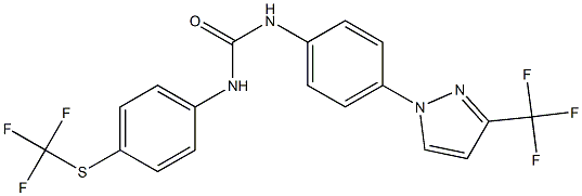 N-{4-[3-(trifluoromethyl)-1H-pyrazol-1-yl]phenyl}-N'-{4-[(trifluoromethyl)thio]phenyl}urea 구조식 이미지