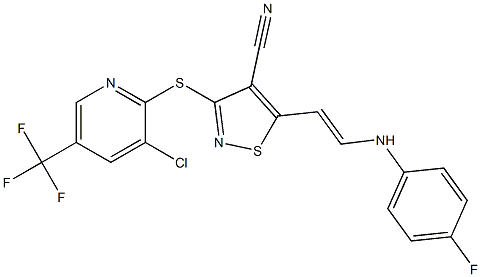 3-{[3-chloro-5-(trifluoromethyl)-2-pyridinyl]sulfanyl}-5-[2-(4-fluoroanilino)vinyl]-4-isothiazolecarbonitrile Structure