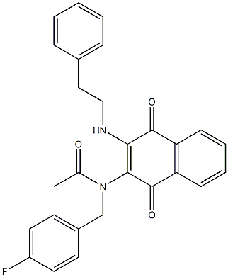 N-[1,4-dioxo-3-(phenethylamino)-1,4-dihydro-2-naphthalenyl]-N-(4-fluorobenzyl)acetamide 구조식 이미지