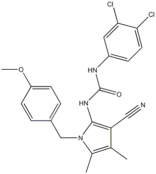 N-[3-cyano-1-(4-methoxybenzyl)-4,5-dimethyl-1H-pyrrol-2-yl]-N'-(3,4-dichlorophenyl)urea 구조식 이미지