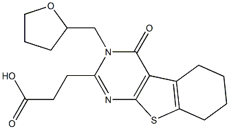 3-[4-Oxo-3-(tetrahydro-furan-2-ylmethyl)-3,4,5,6,7,8-hexahydro-benzo[4,5]thieno[2,3-d]pyrimidin-2-yl]-propionic acid 구조식 이미지