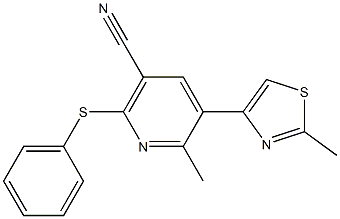 6-methyl-5-(2-methyl-1,3-thiazol-4-yl)-2-(phenylthio)nicotinonitrile Structure