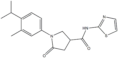 1-(4-isopropyl-3-methylphenyl)-5-oxo-N-(1,3-thiazol-2-yl)-3-pyrrolidinecarboxamide Structure